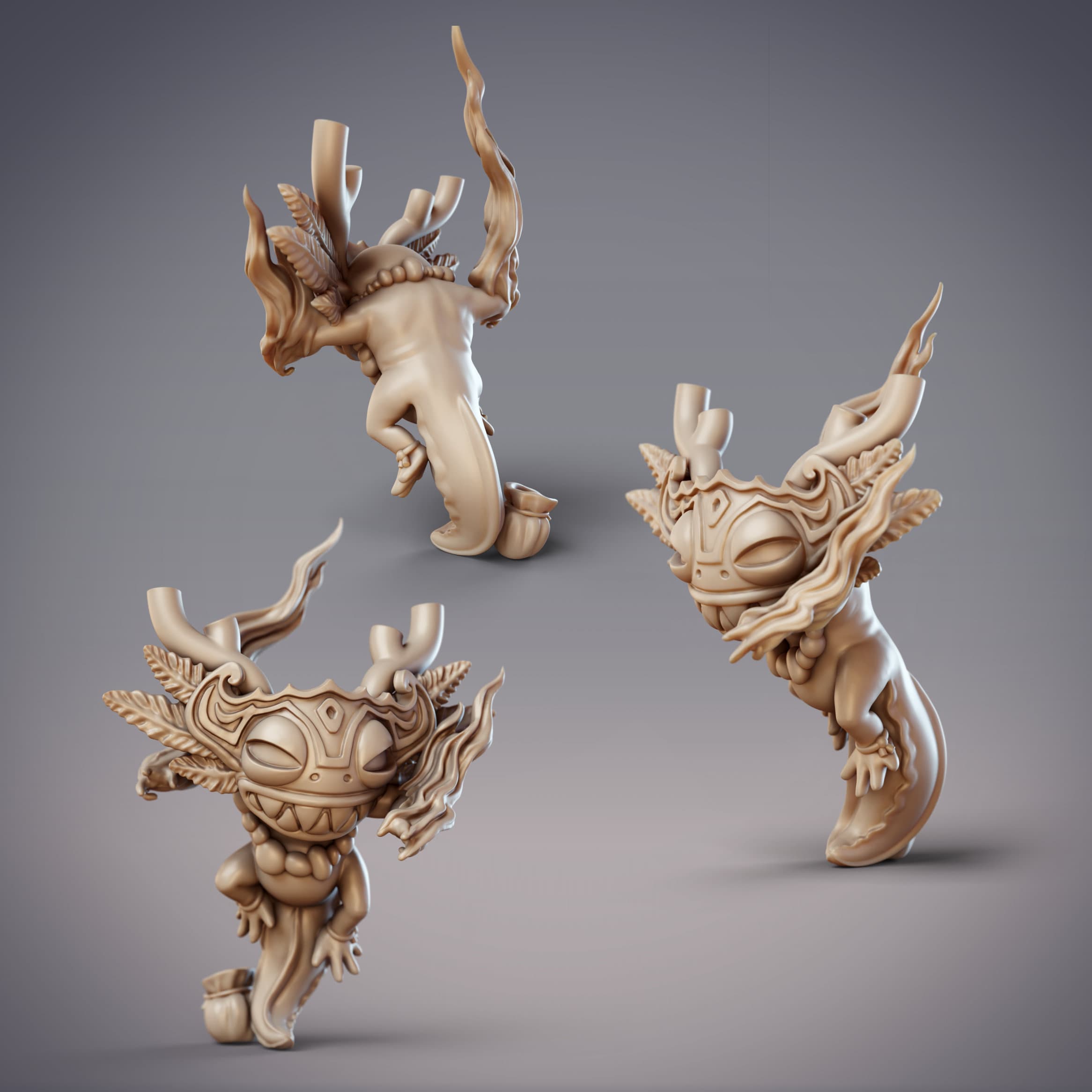 Masked Salamander Fighter - Haranobu, Possessed Hanzaki Warrior (Pre-supported) 3d model