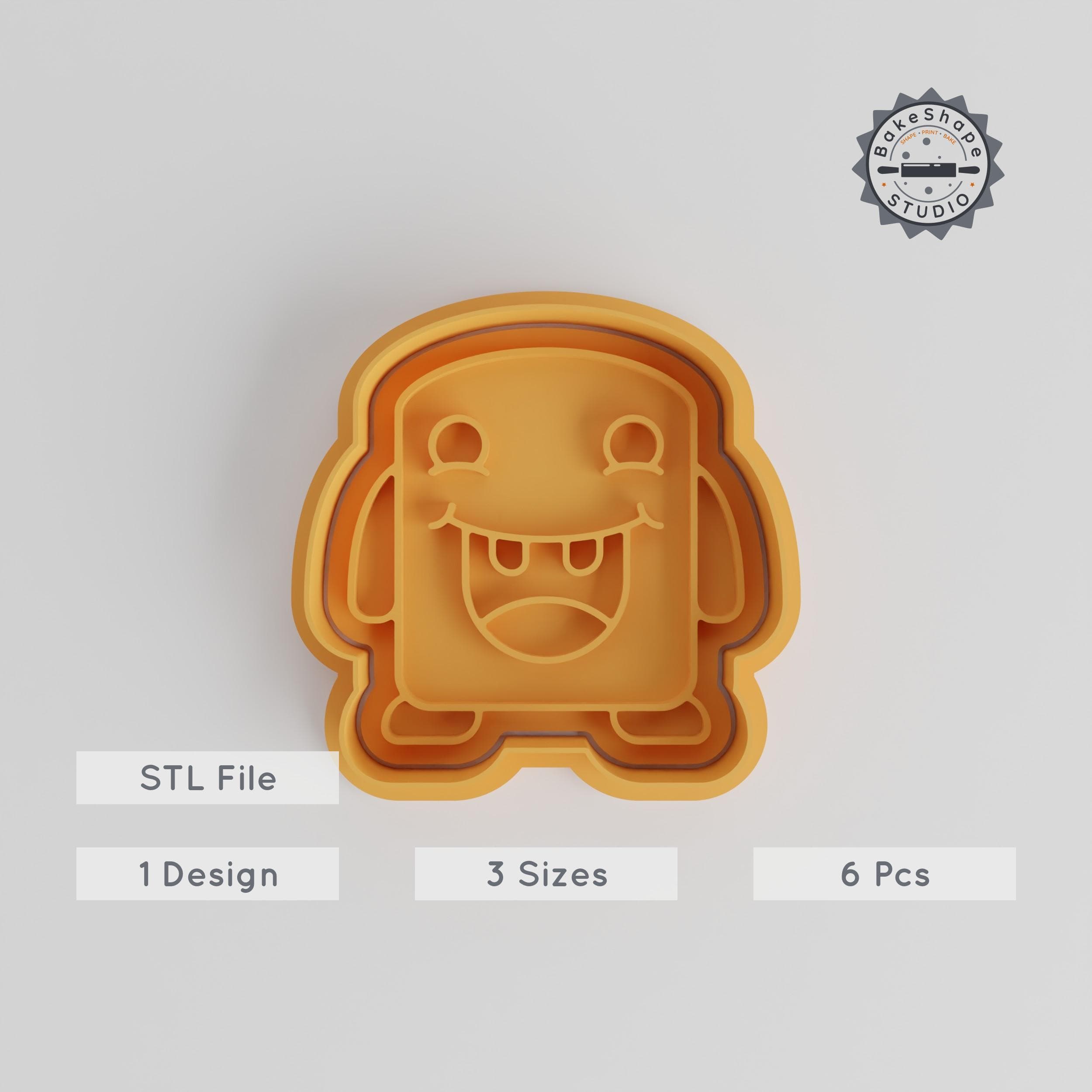 Square Big Mouth Monster Cookie Cutter & Stamp, Set of 6, Cartoon Monster Shape, 3 Sizes for S/M/L, Perfect for Cookies & Fondant PRODUCT_3059 3d model