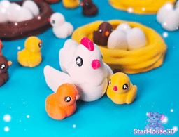 Chicken Flexis + Chick, Nest & Eggs 3d model