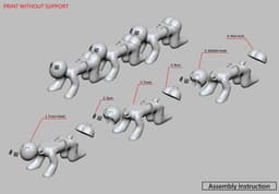 Articulated Human Centipede - No support 3d model