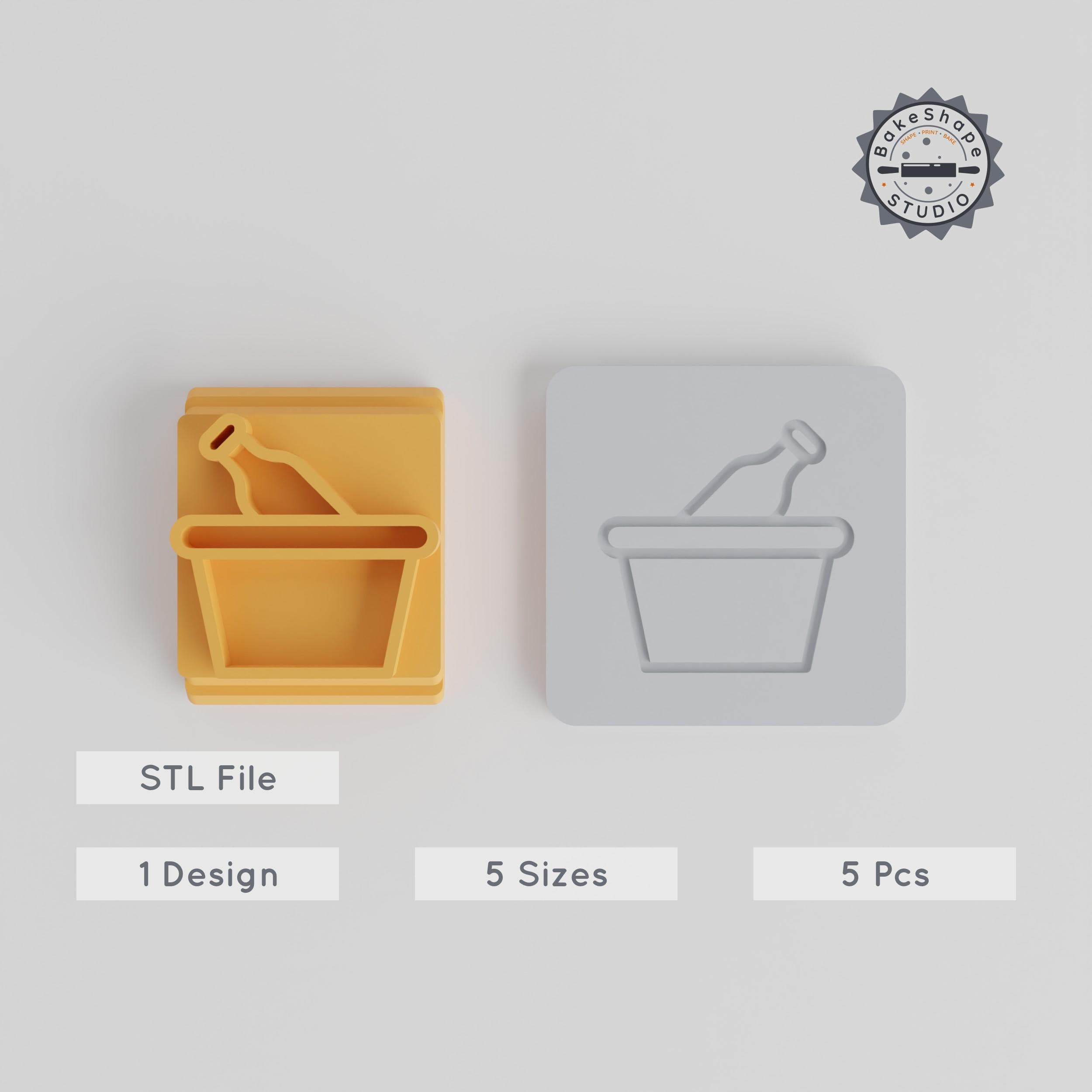 Wine Bucket Stamp Tile Set, 5 Sizes for Clay, Cookie & Fondant, Party & Celebration Themes PRODUCT_4782 3d model