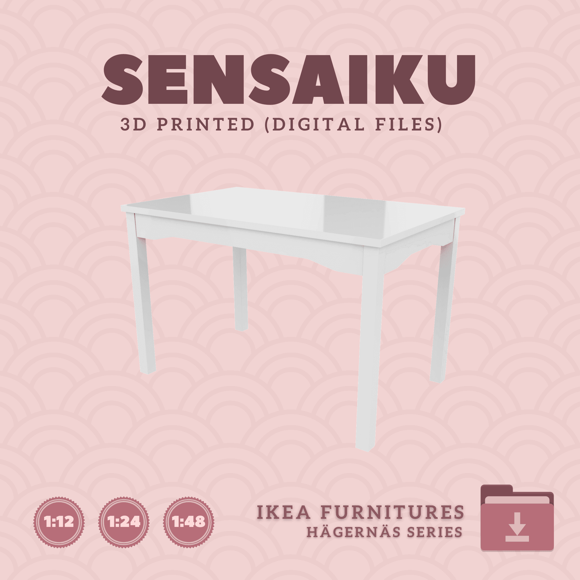 Miniature Replica 01. HÄGERNÄS Table for Miniature Dollhouse - IKEA - 3D Print Instant Download 3d model