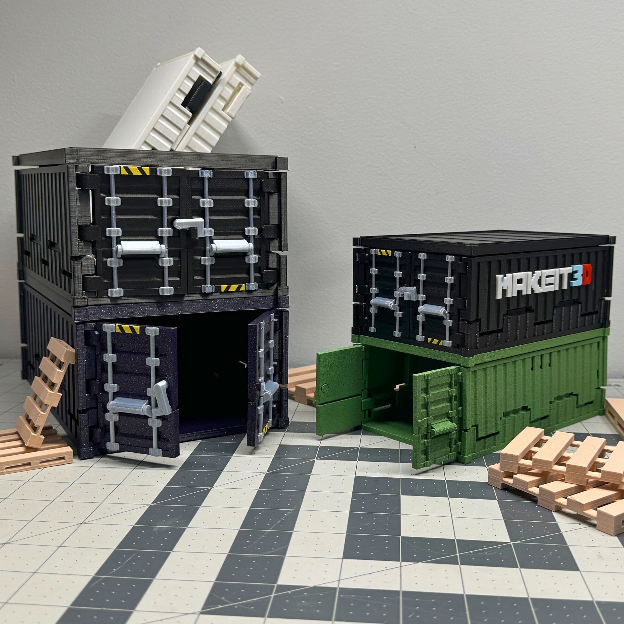 3D Printable Foldable and Stackable Shipping Container STL Files 3d model