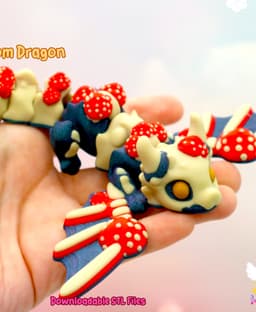 Enoki the Bone Mushroom Dragon Flexi 3d model