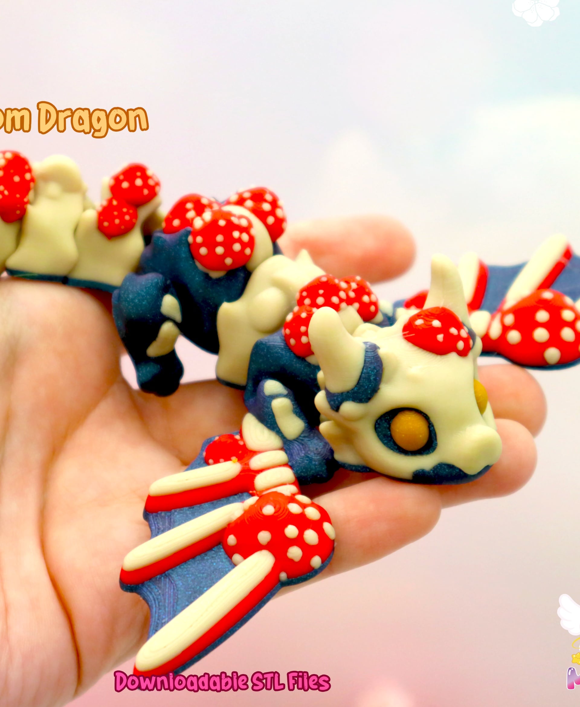 Enoki the Bone Mushroom Dragon Flexi 3d model