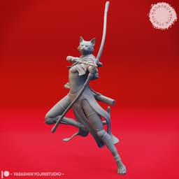 Litter of Tabaxi - Tabletop Miniatures (Pre-Supported) 3d model