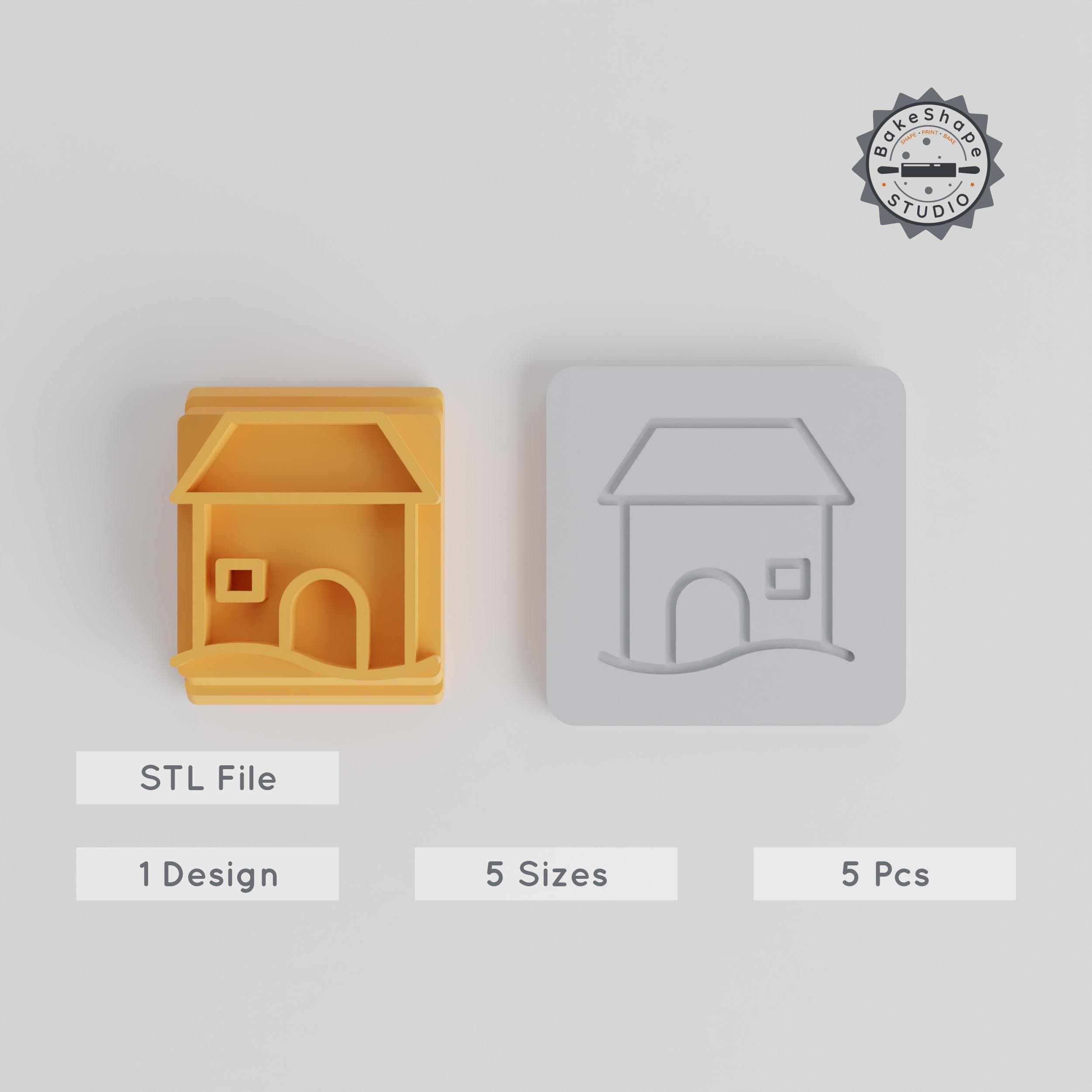 House Stamp Tile Set, 20-40mm Motifs, Ideal for Clay, Cookies & Fondant, 5-Piece Collection PRODUCT_4686 3d model