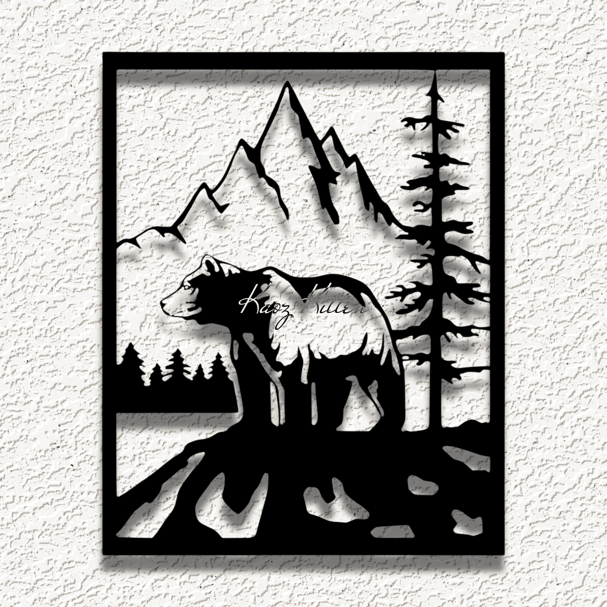 bear forest wall art home decor 3d model