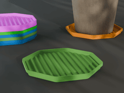 Stackable Scalloped Reverse Octagon Coaster Set 3D Print STL File | 3 Sizes 3d model