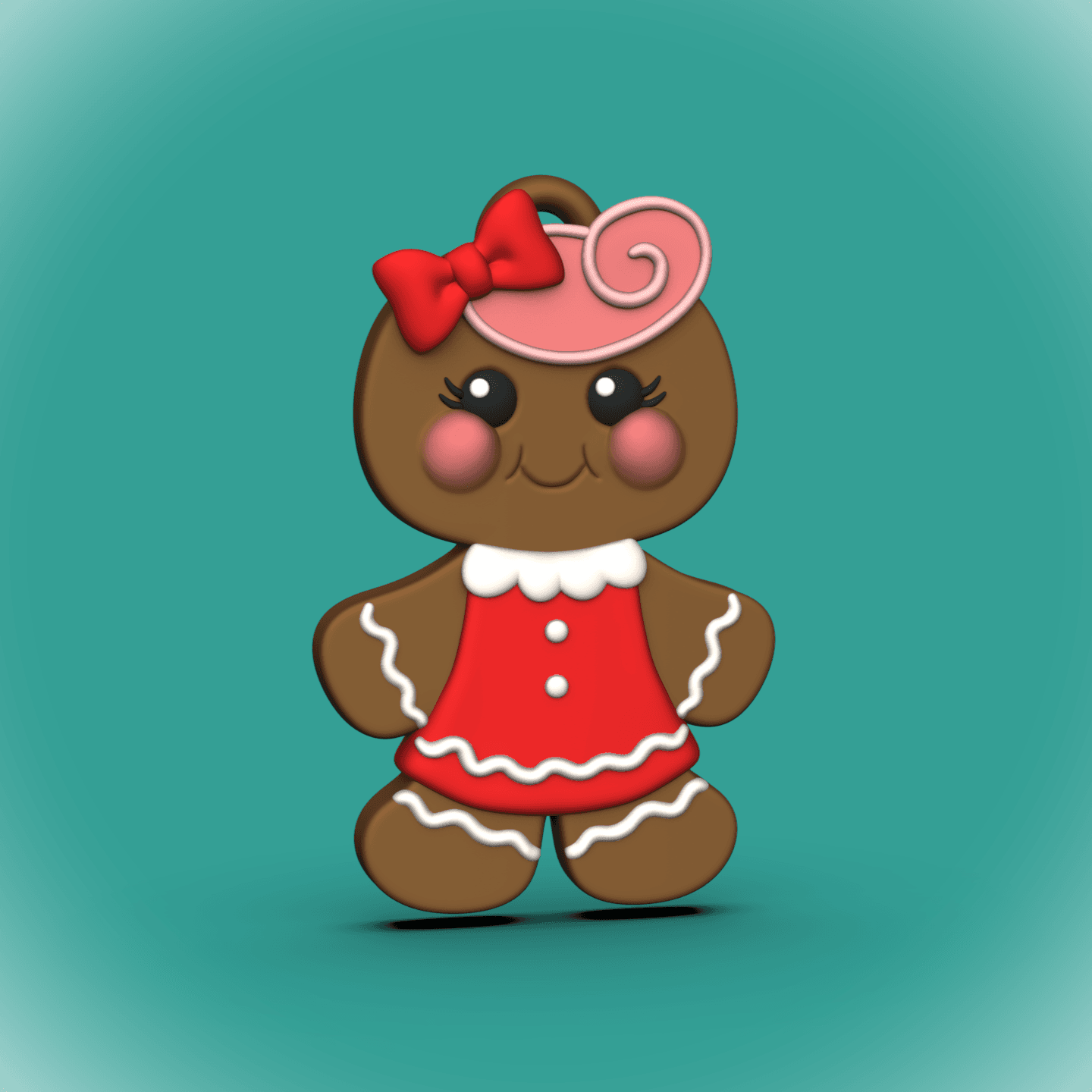 Blushing Gingerbread Girl Decor (+Keychain/Ornament) 3d model