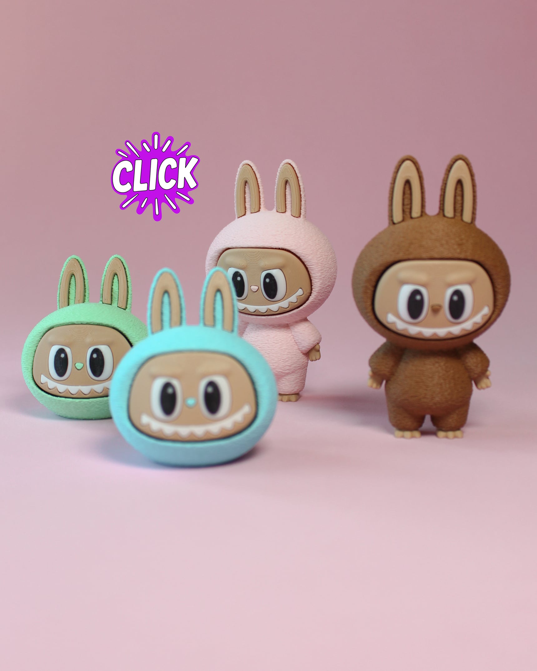 Labubu Fidget Clicker Keychain 3d model