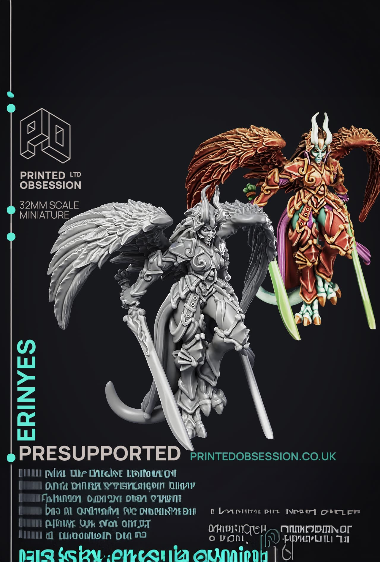 Erinyes - Hell Angel - PRESUPPORTED - Hell Hath No Fury - 32mm Scale 3d model