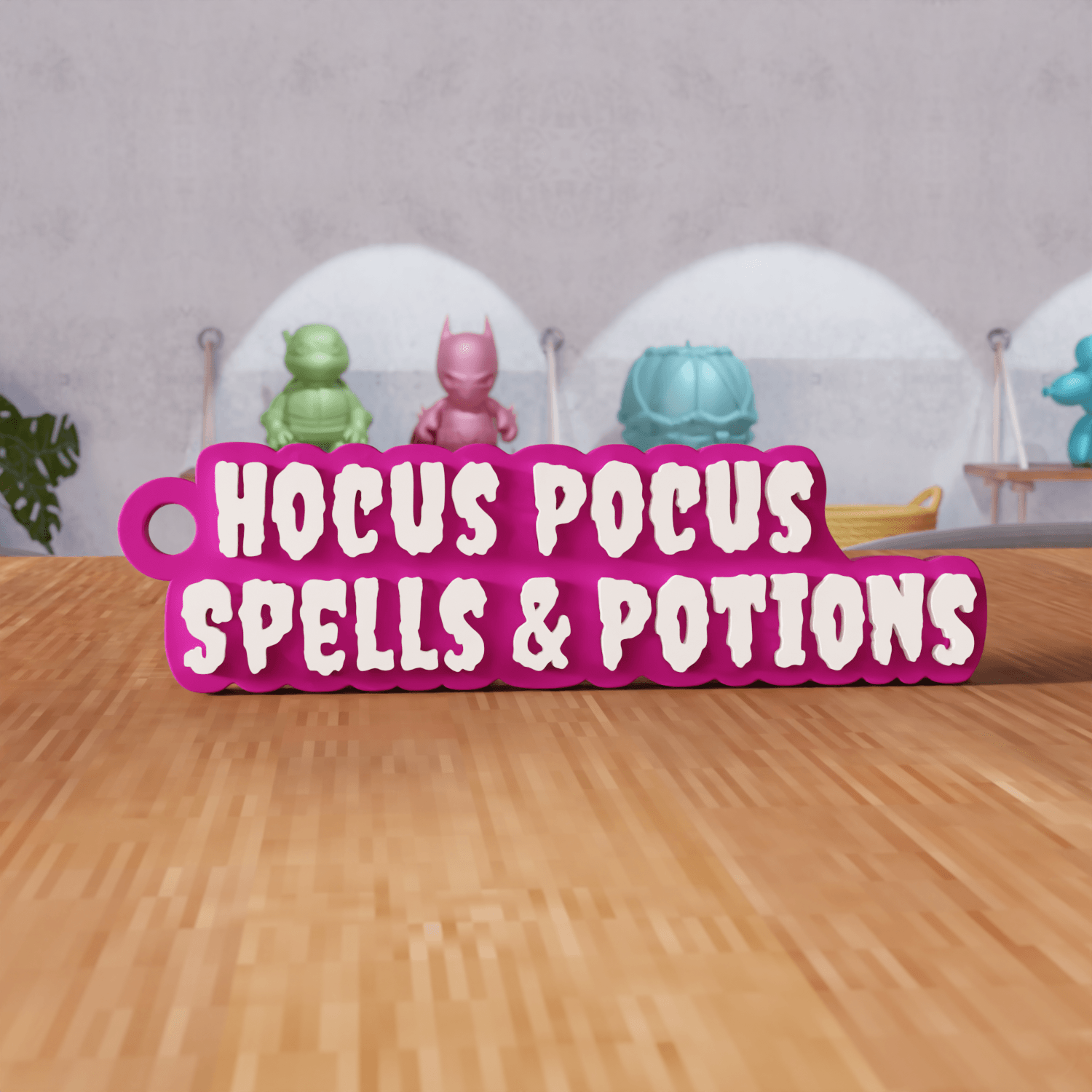 Halloween Hocus Pocus Spells Potions Keychain 3d model