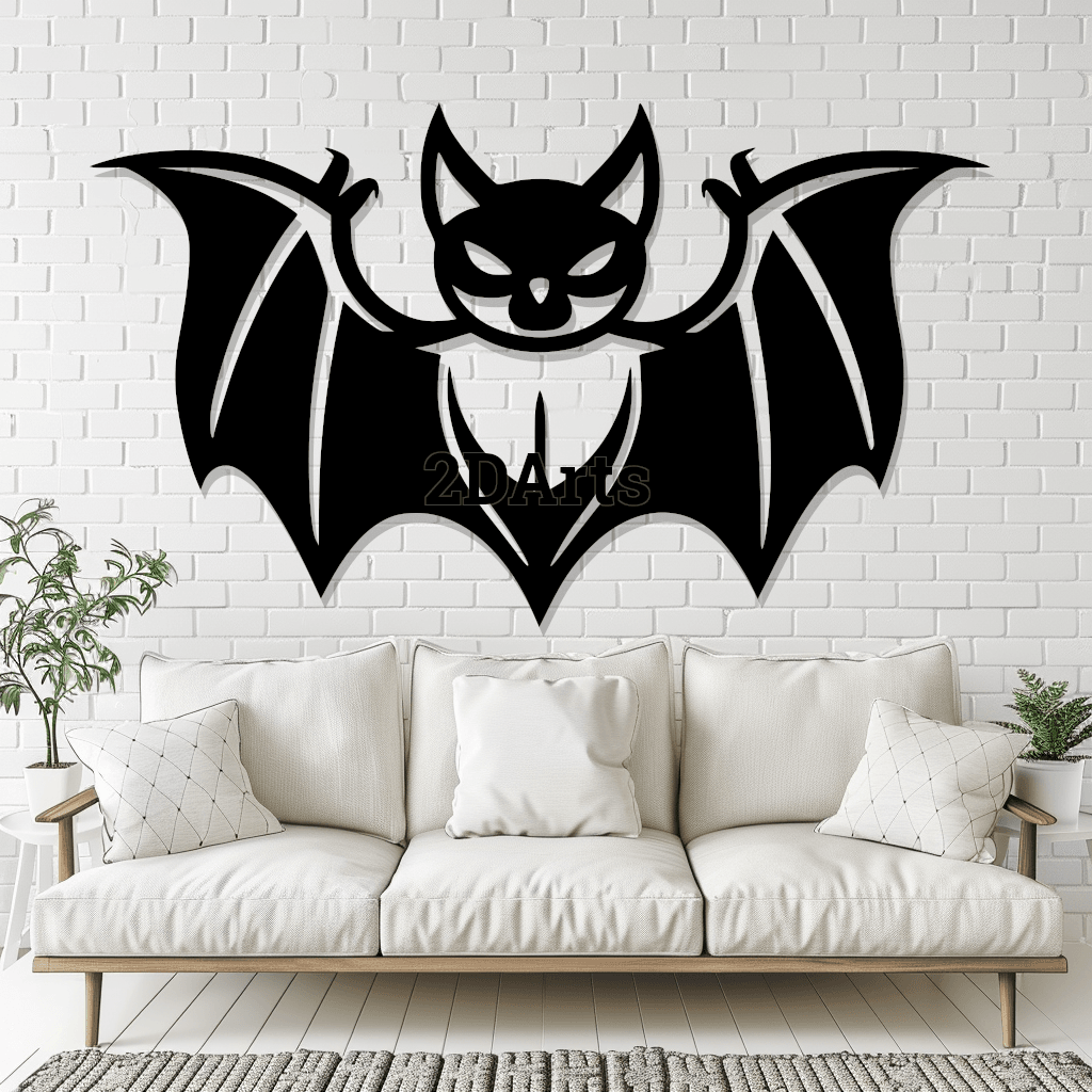 Cartoon Bat Silhouette Wallart 3d model
