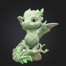 Floral Forest Dragon STL File 3D Printable Cute Fantasy Drago 3d model