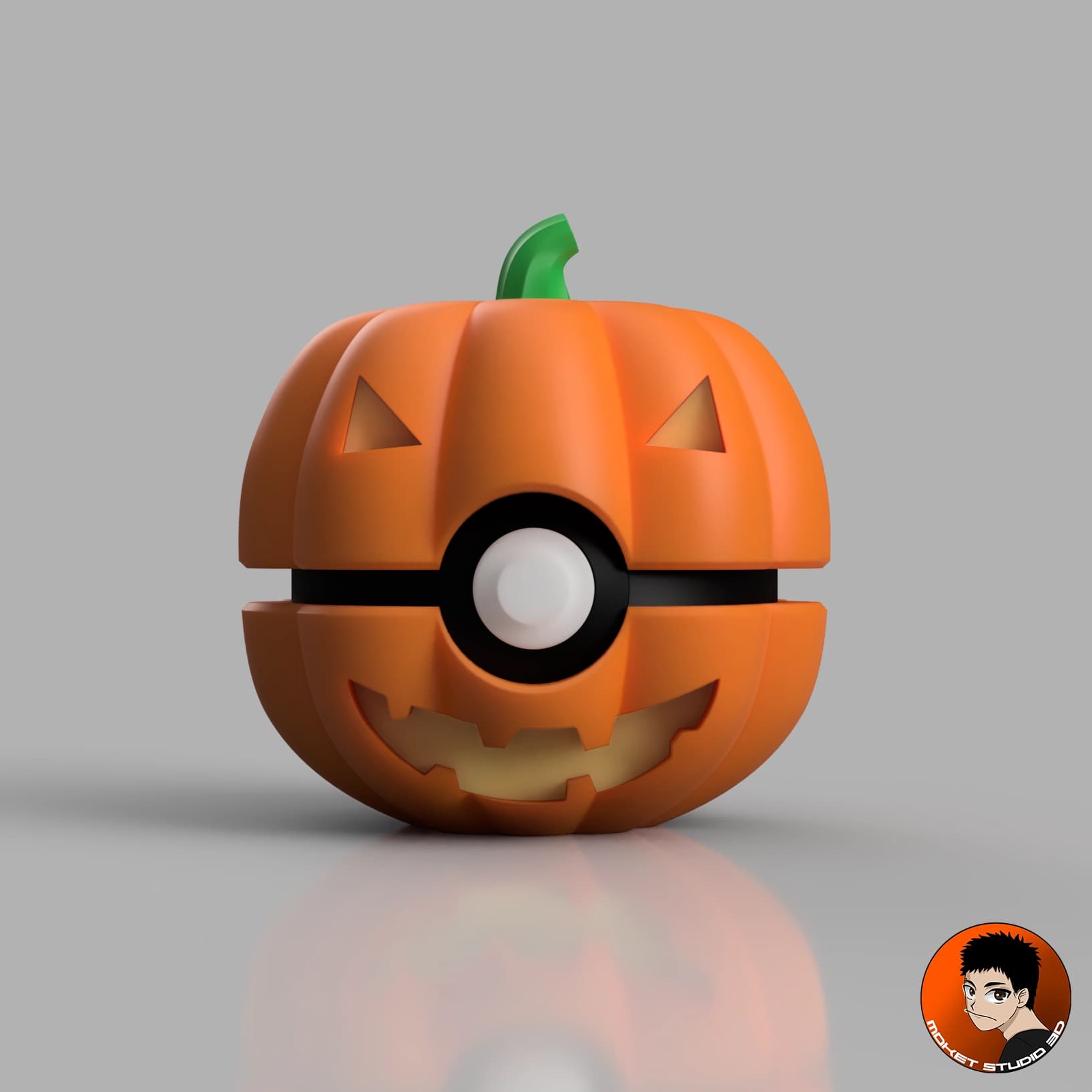 Pumpkin Pokeball 01 - Perfect for Halloween 3d model