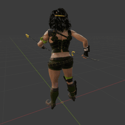 Female Fighter with Dual Crowbars v2.0 3d model