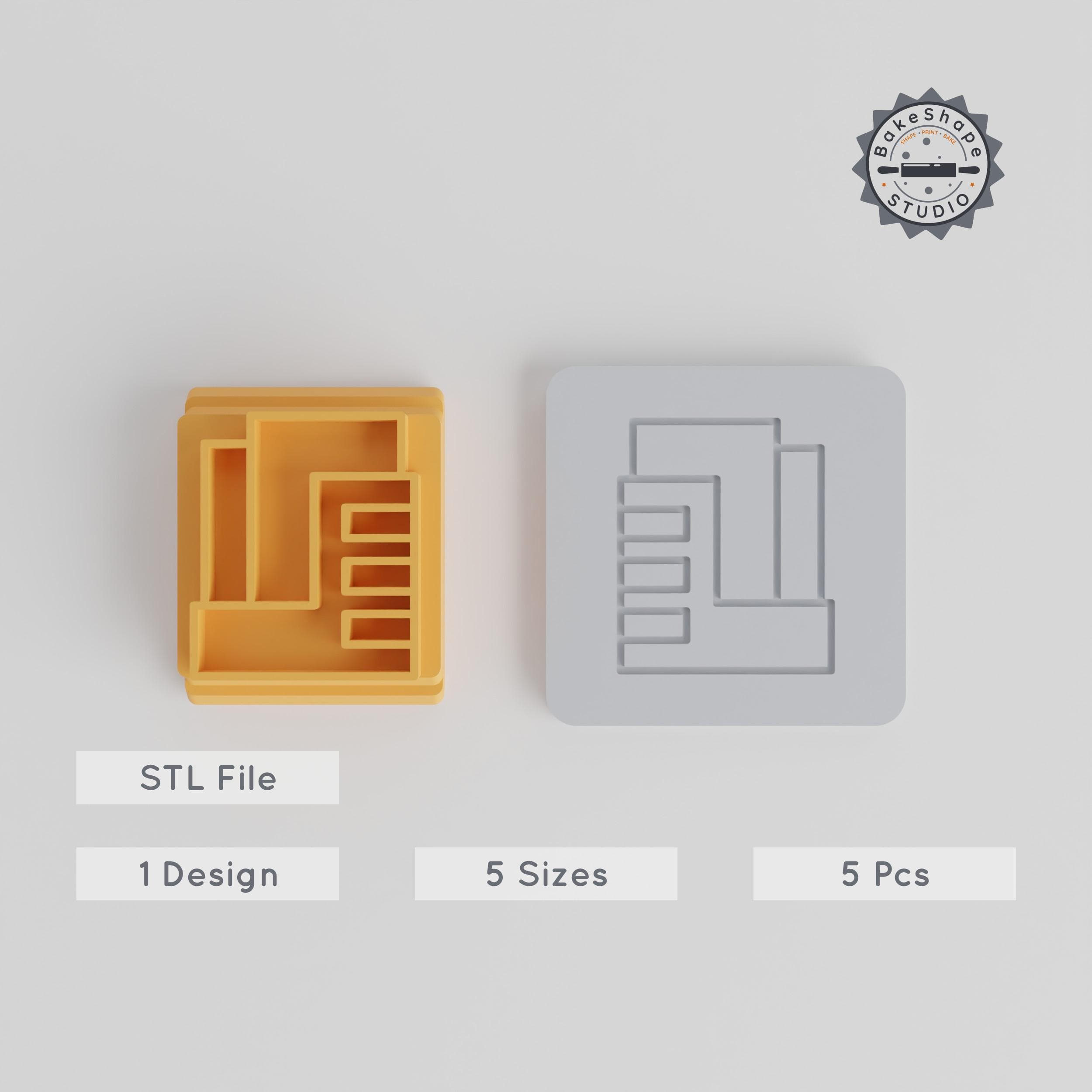 Office Stamp Tile Set, 5 Motif Sizes 20-40mm, Ideal for Clay, Cookies & Fondant PRODUCT_2328 3d model
