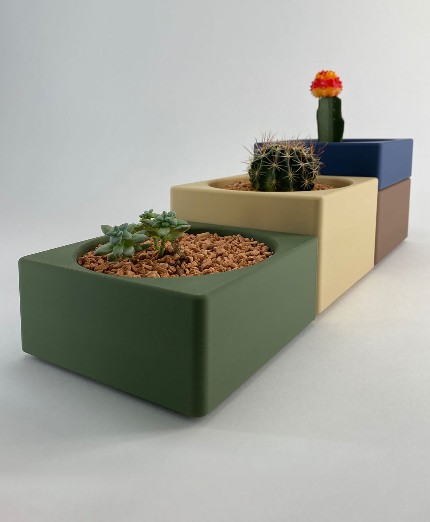Planters for Succulent Plants - Modular Cacti Pots Set 3d model