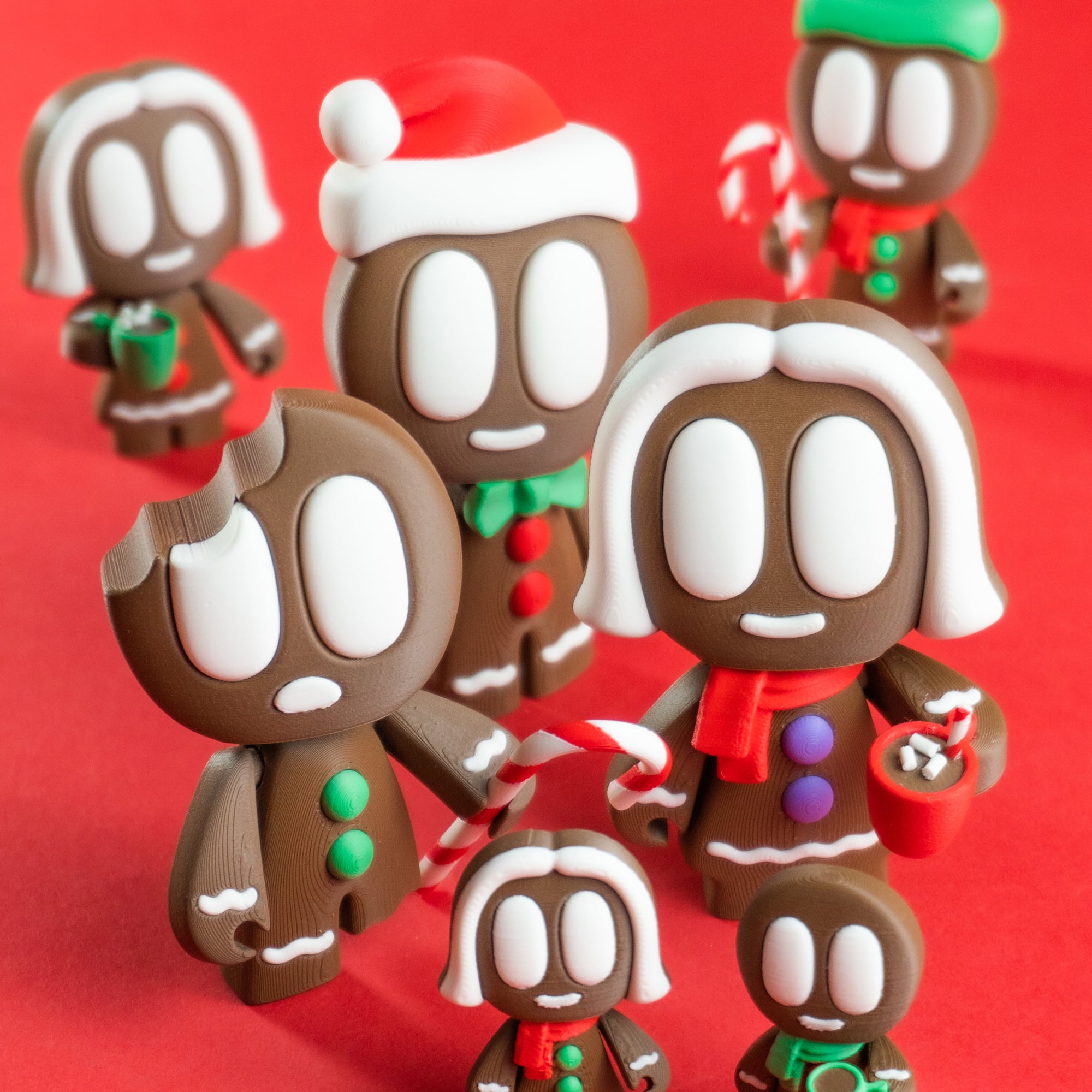 Gingerbread Blobs - Mini Modular Articulated Art Toy 3d model