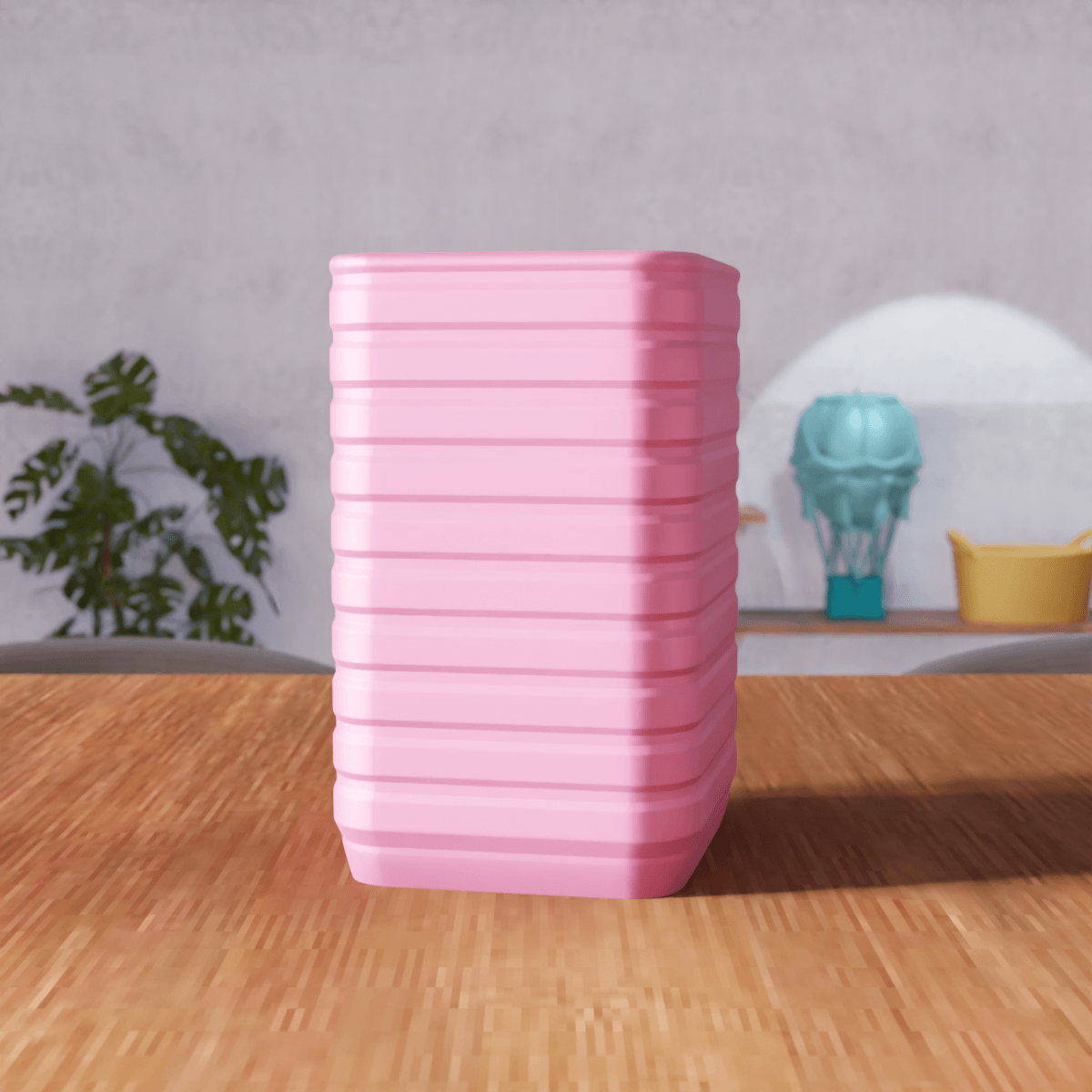 Ribbed Storage Container - Modern Square Organizer 3d model