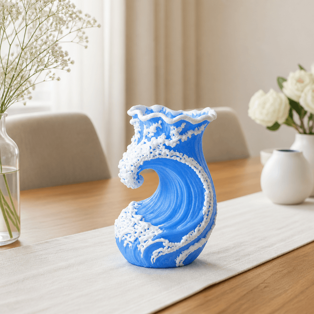 Ocean Wave Vase - Blue Sea Foam Decor 3d model