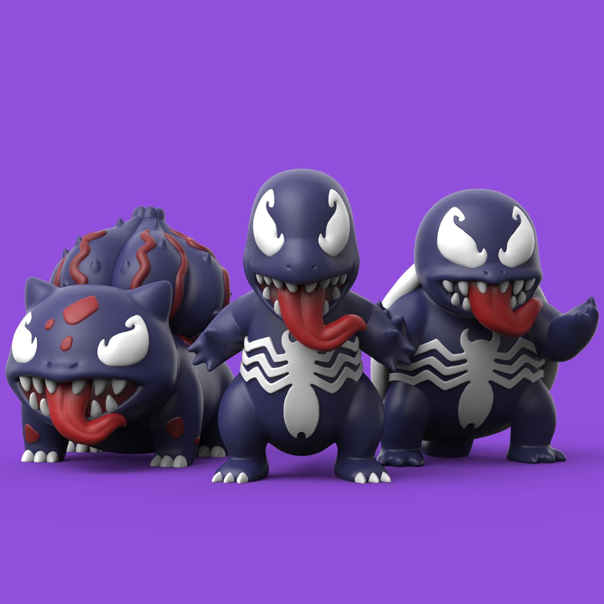 Venom Charmander Bulbasaur Squirtle 3d model