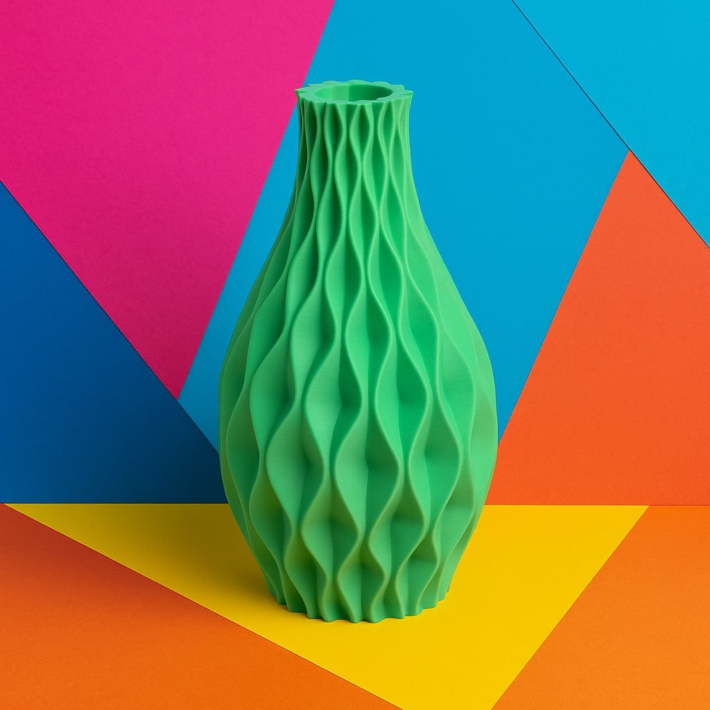 Green Waveform Vase – Modern Sculptural Design 3d model