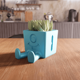 Smiling Cube Character Planter 3d model