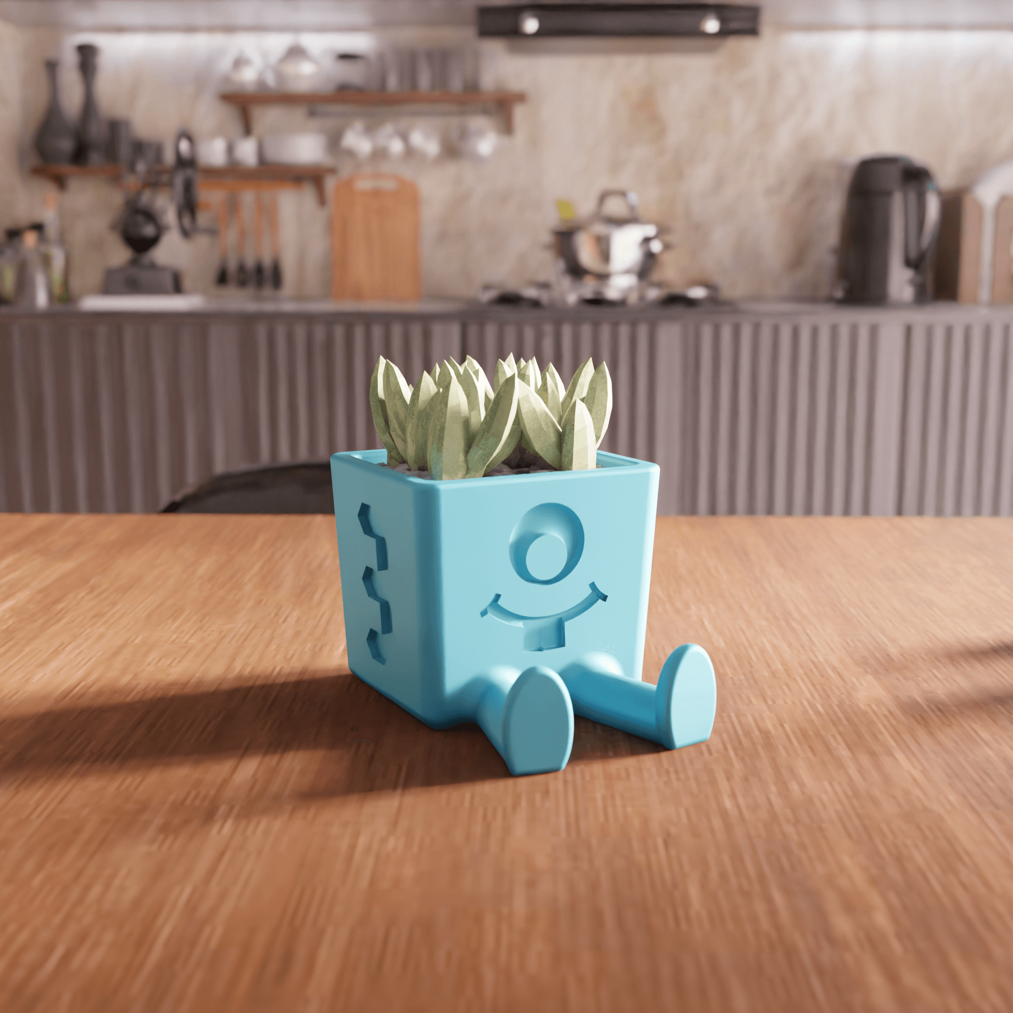 Smiling Cube Character Planter 3d model