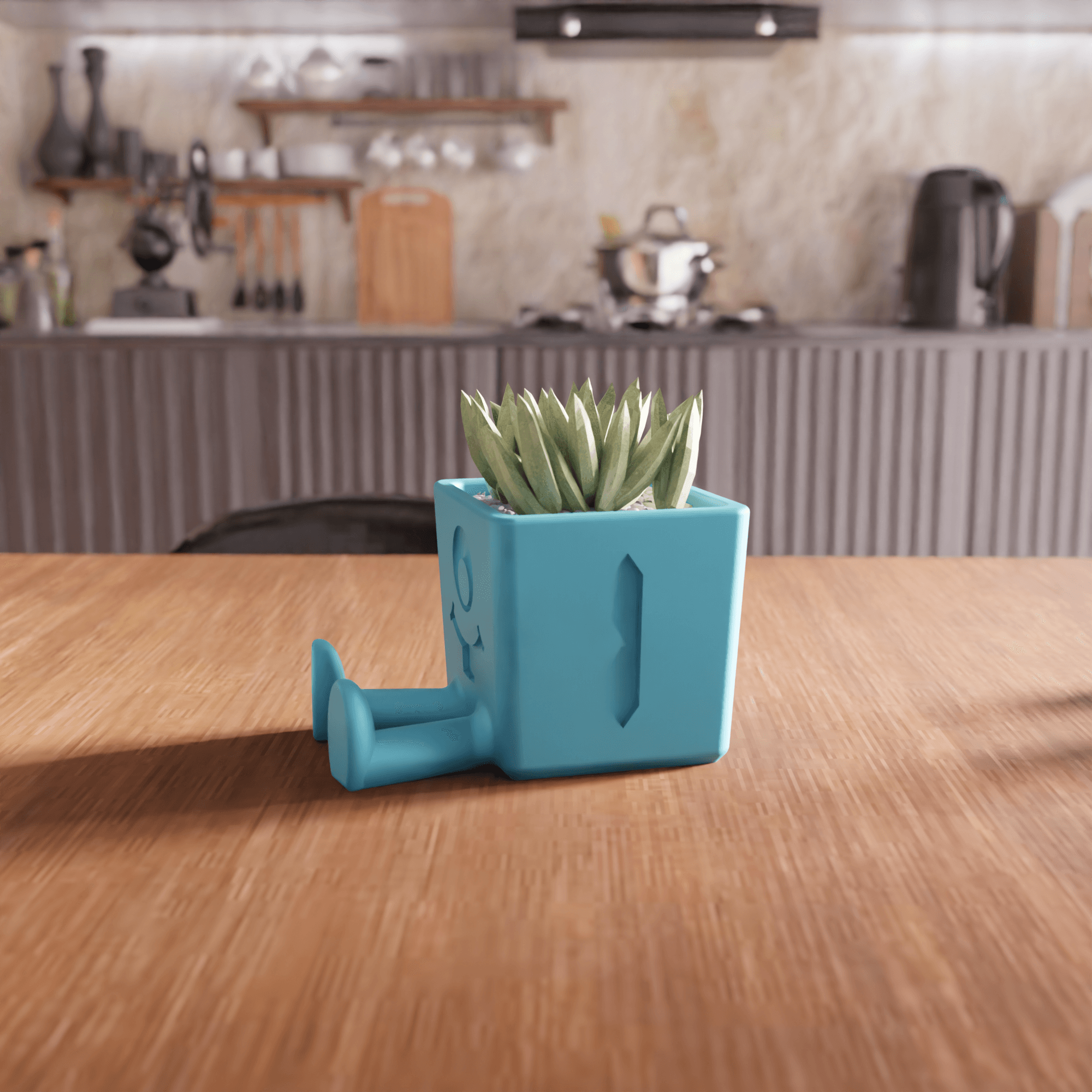 Smiling Cube Character Planter 3d model