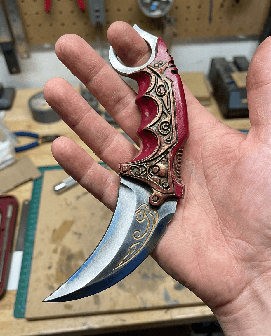 Ornamental Karambit Knife Prop | Valorant Style Cosplay 3d model