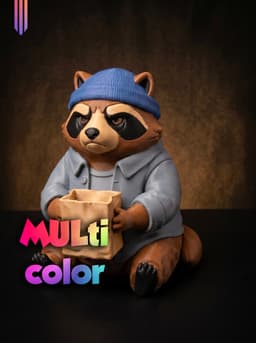 Grumpy Raccoon Figure 3MF | Character Decor Multi-Color | Cute 3d model