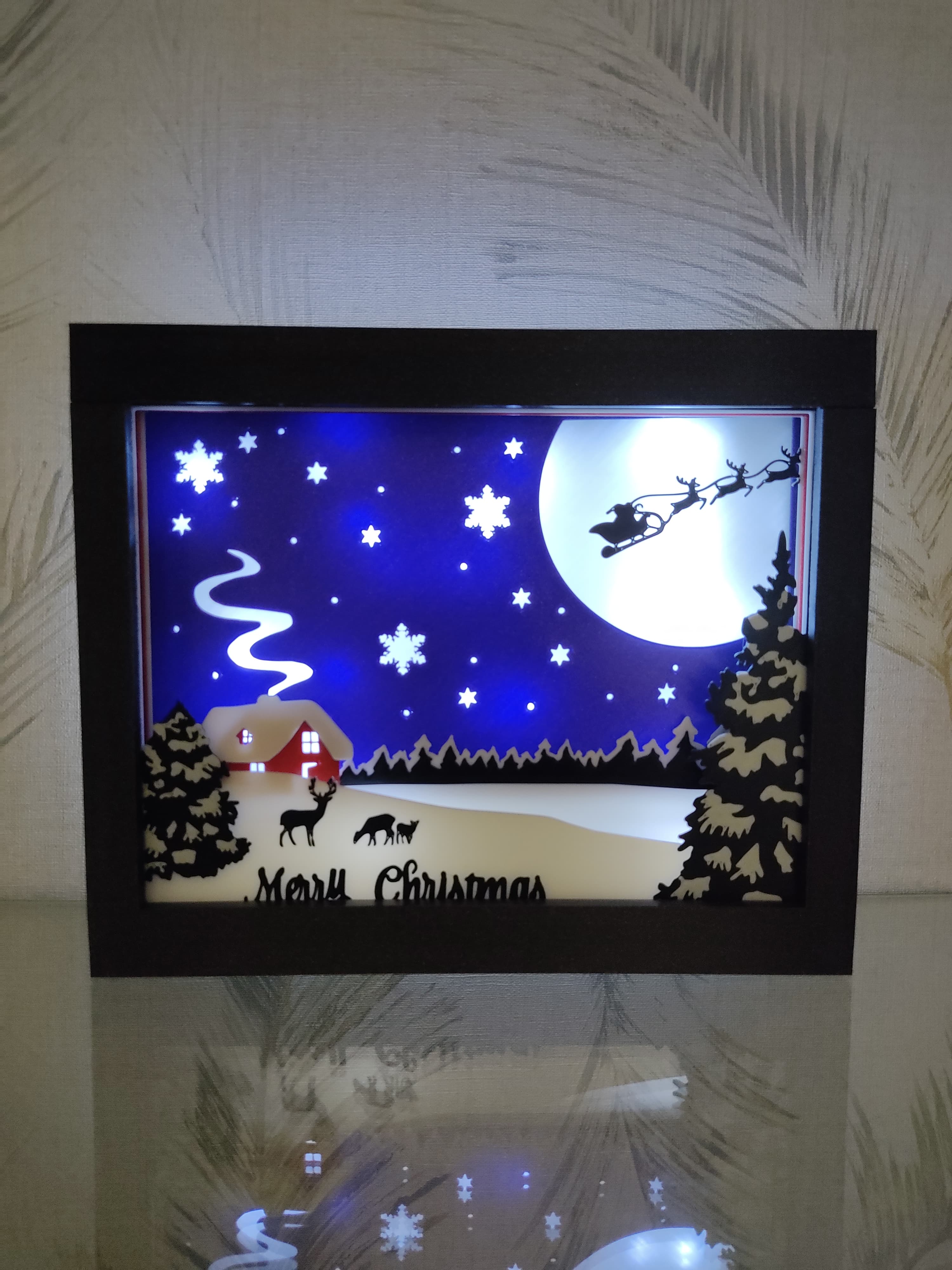 Christmas Light and Shadow Box, Santa Claus home 3d model
