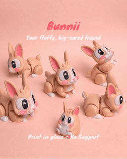 Cute articulated bunny, rabbit no support 3d model