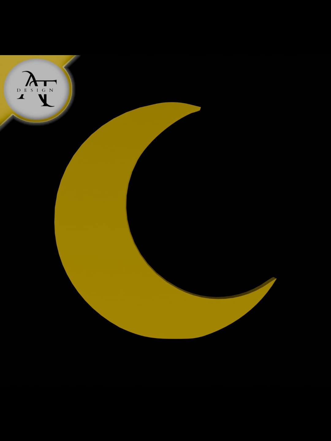 Simple Moon Symbol - 2D Art 3d model