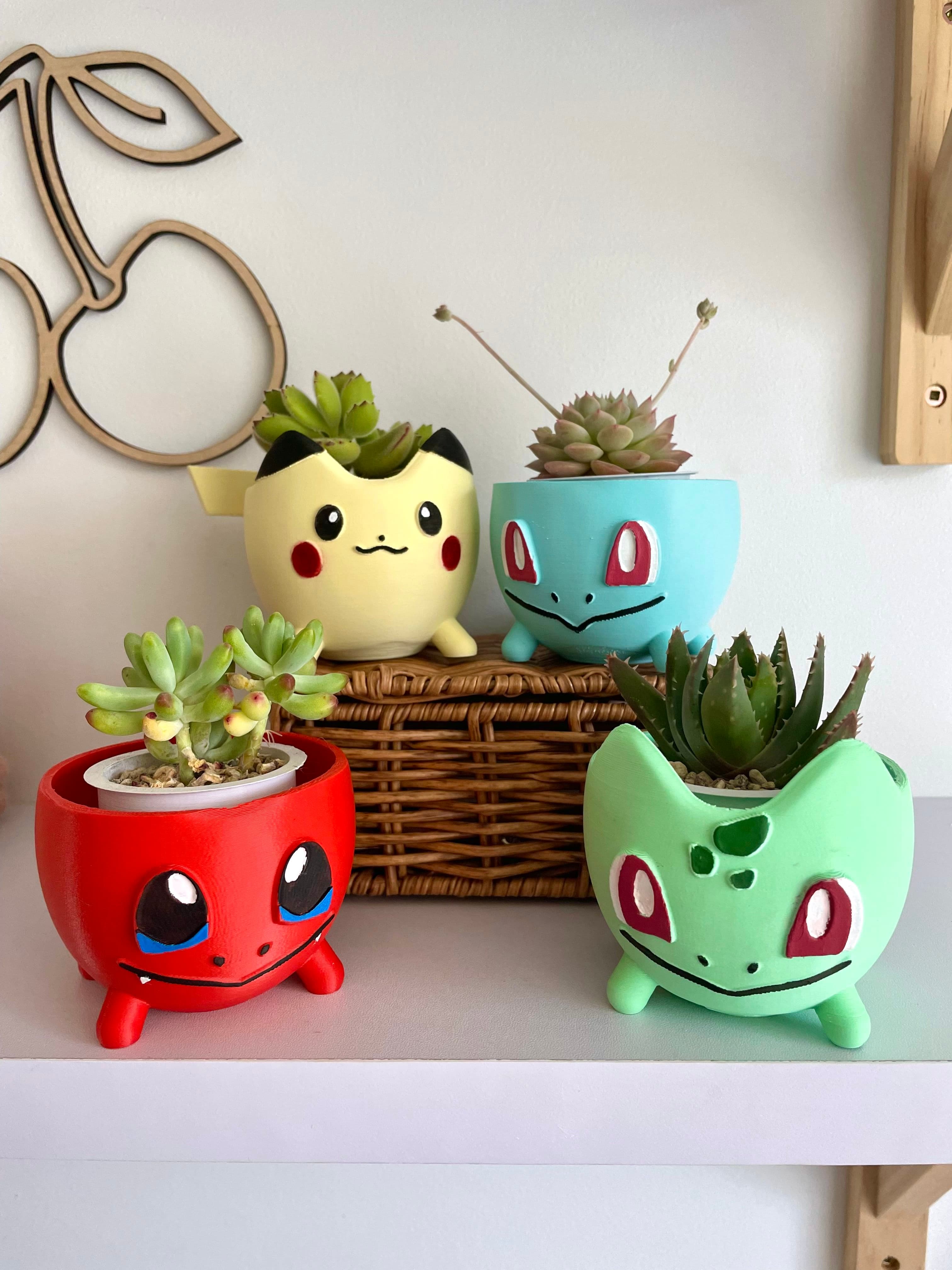 SET OF 4 MINIMALIST POKEMON PLANTERS / PIKACHU / BULBASAUR / CHARMANDER/ SQUIRTLE 3d model