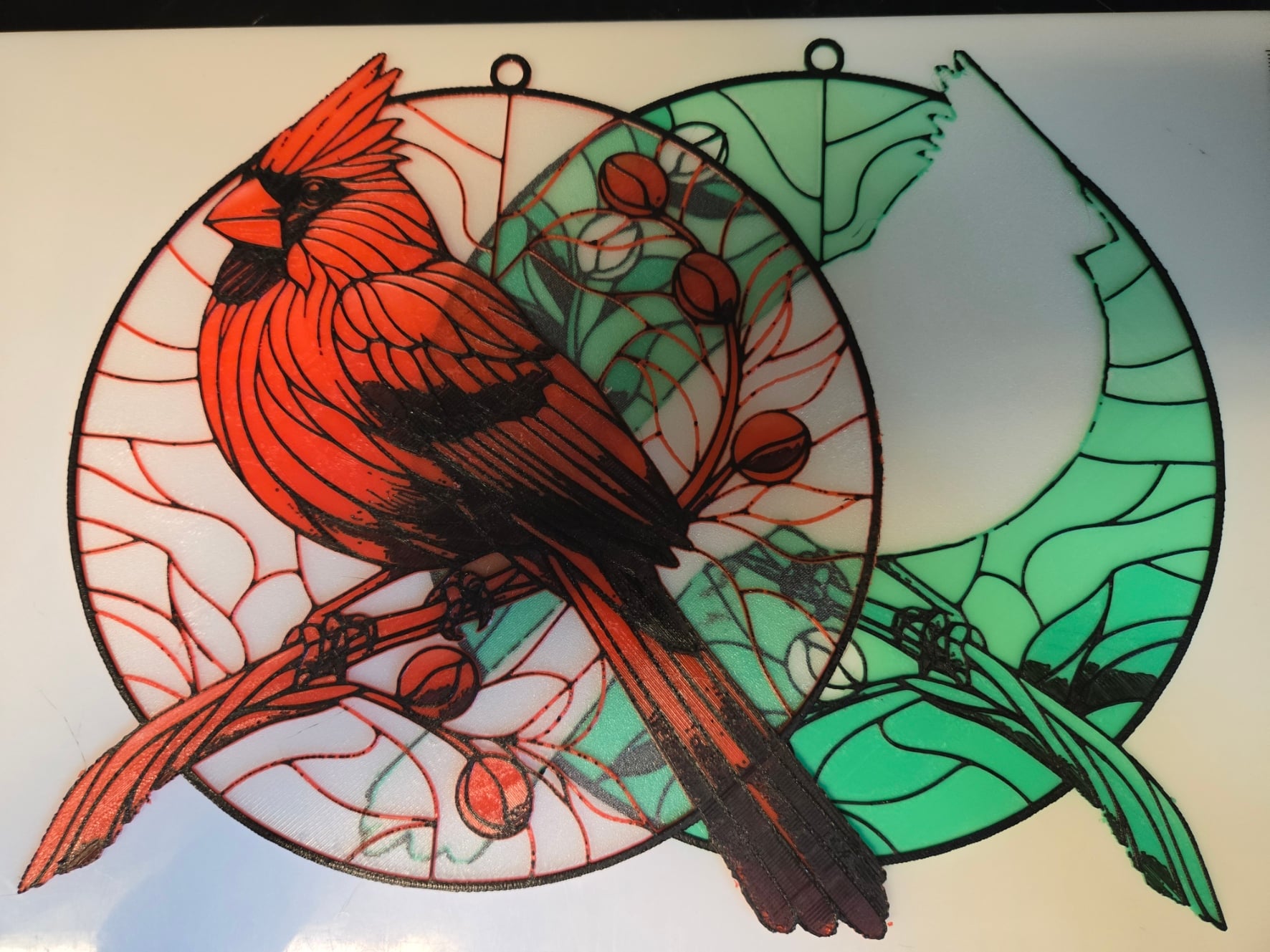 Cardinal Stained-Glass Styled Two Part Lithophane 3d model