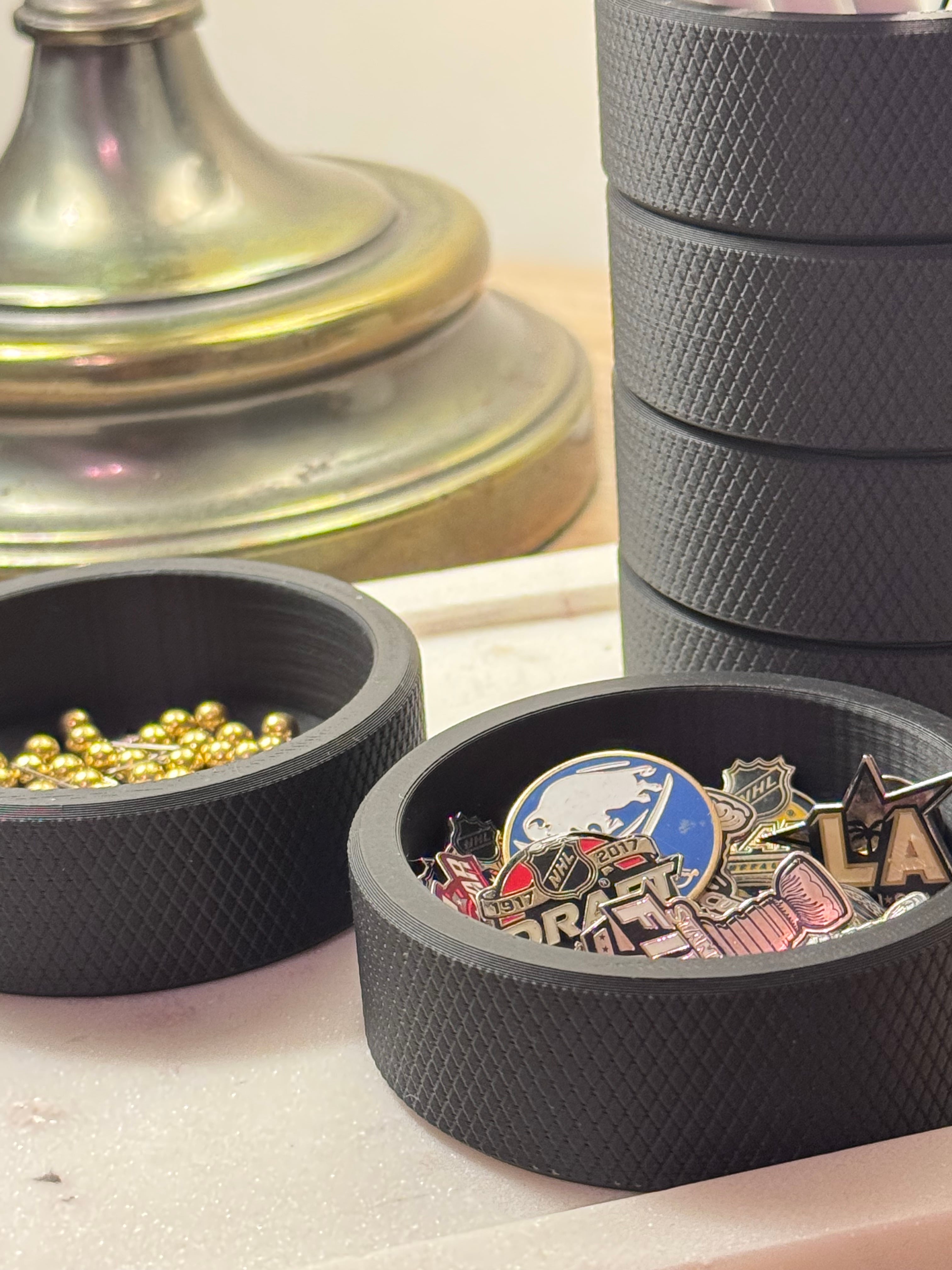 Hockey Puck Paperclip Holder | Desktop Organizer | Pushpin Holder 3d model