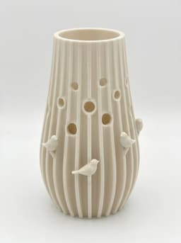 Modern Bird & Ribbed Flower Vase 3d model