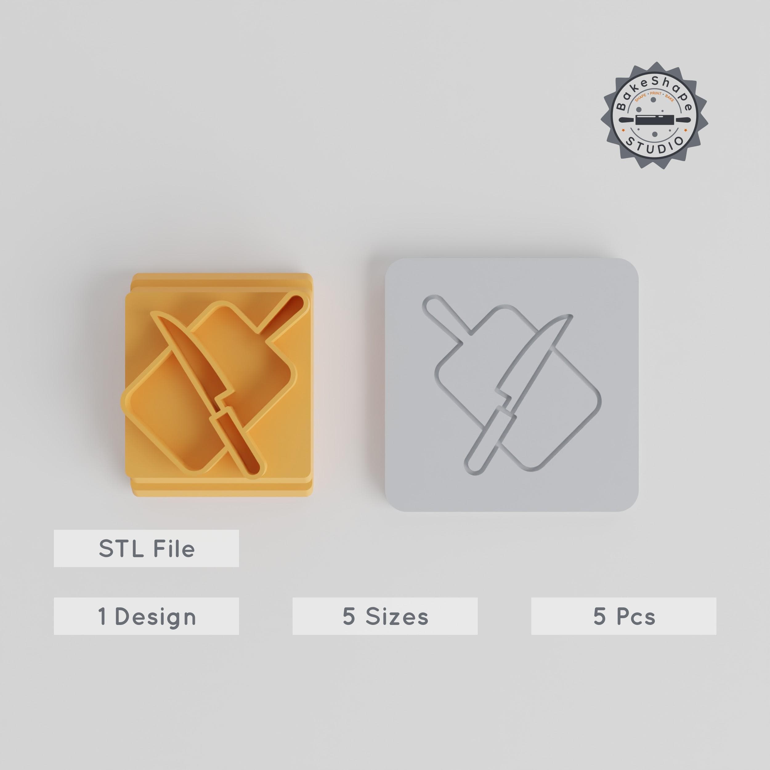 Cutting Board Stamp Tile Set, 5 Sizes for Clay & Fondant, Perfect Culinary Tool for Baking & Crafting PRODUCT_5267 3d model