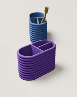 Ribbed Toothbrush Holder with Compartments 3d model