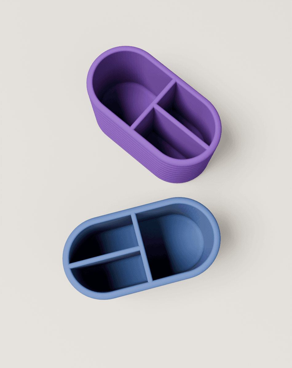 Ribbed Toothbrush Holder with Compartments 3d model