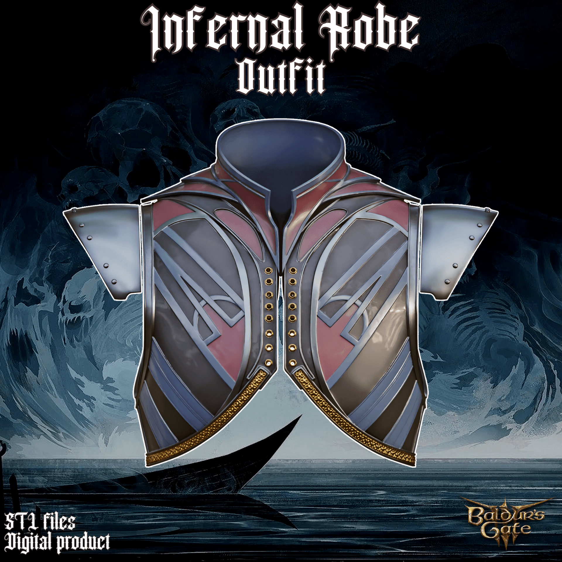 Fantasy Infernal Robe Baldurs Gate 3 3d model