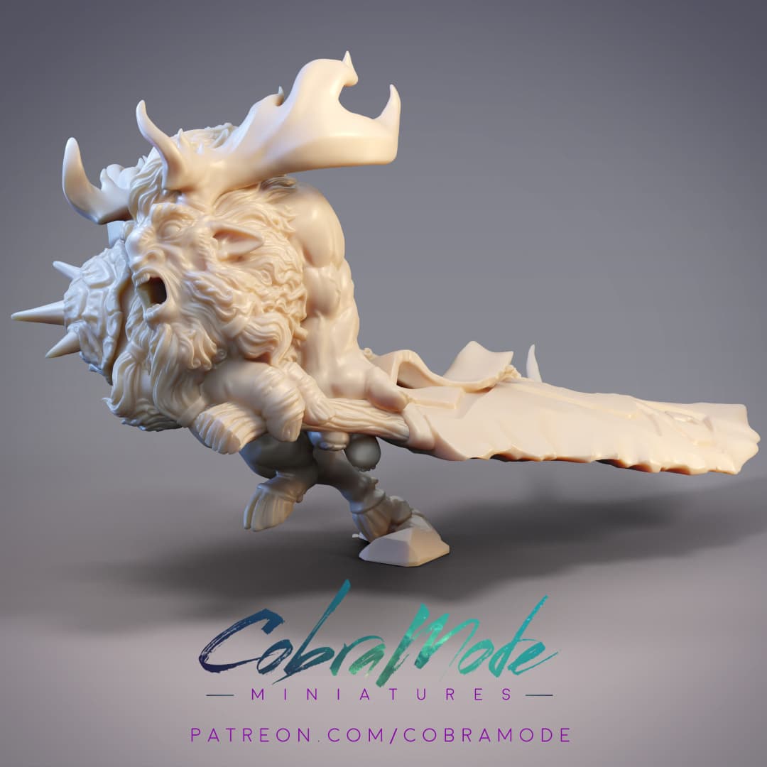 Raging Reindeer Warrior - Arkhan, Ariche Berserker (Pre-supported) 3d model