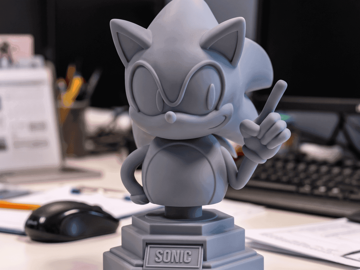 Sonic Bust Statue Figurine 3d model