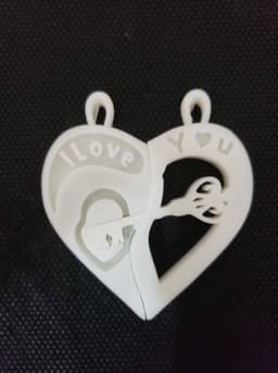 Heart Lock and Key chain 3d model