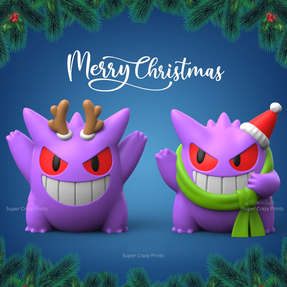 Christmas Gengar (Easy Print No Supports) 3d model