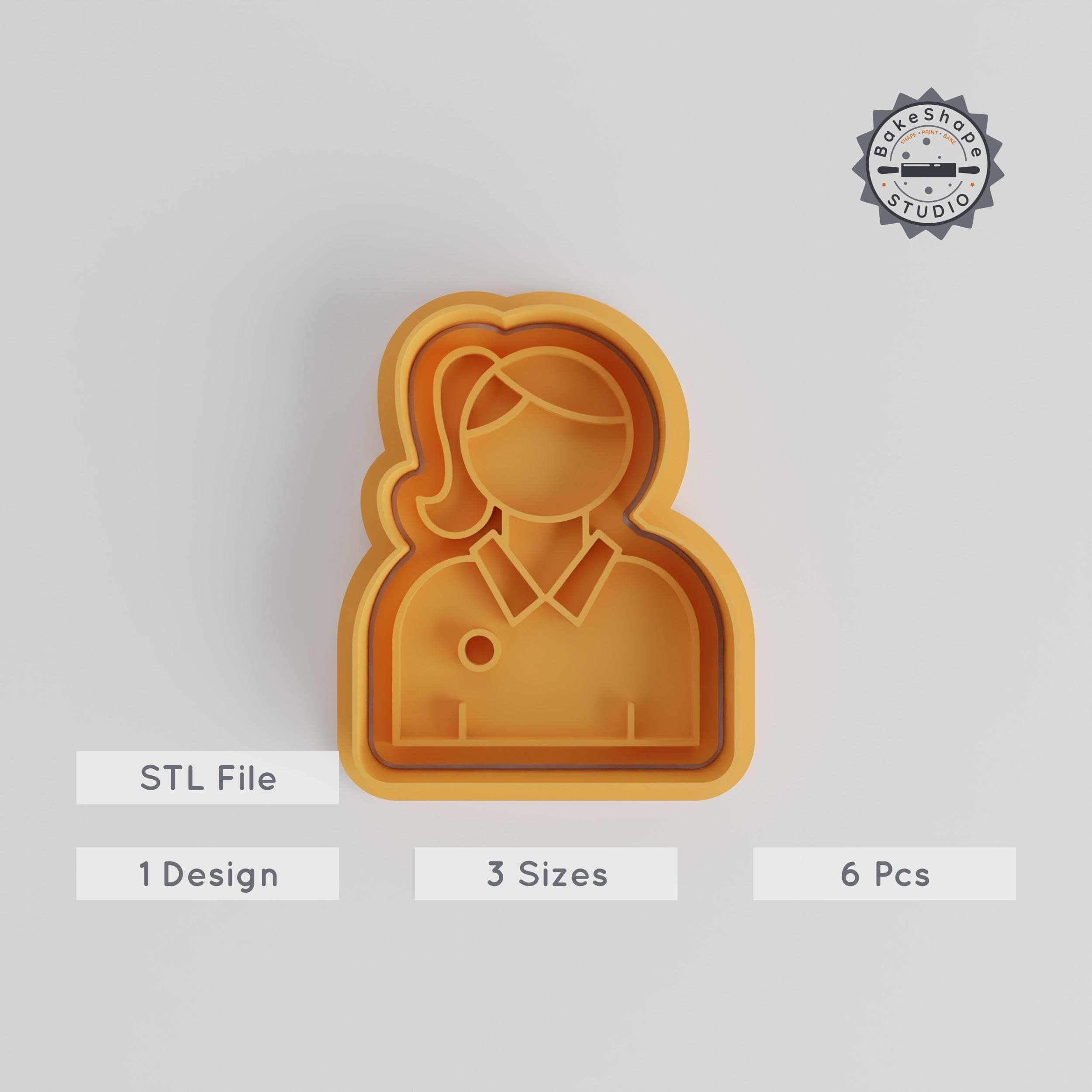 Student Shape Cutter & Stamp Set, Perfect for Cookies & Fondant, 6 Pieces in S/M/L, Ideal for School & Education Themes PRODUCT_2964 3d model