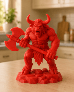 Red Minotaur Axe Warrior STL 3d model